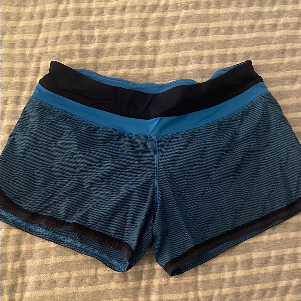 lululemon athletica Teal and Black Athletic Shorts Size: Medium